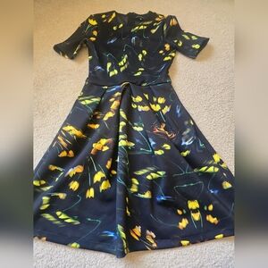 115. Pink Tartan Skater Floral Dress Size XXS